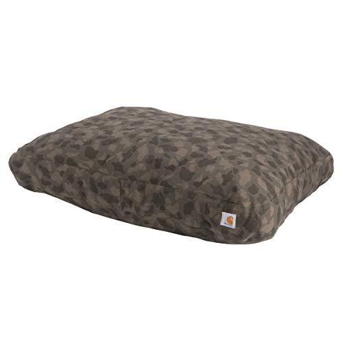 Carhartt Firm Duck Dog Bed, Durable Canvas Pet Bed with Water-Repellent Shell, Medium, Tarmac Duck Camo