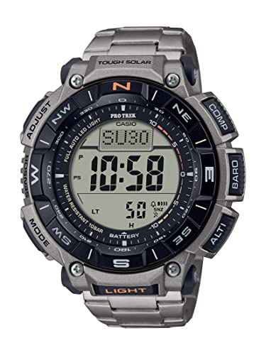 Casio Pro Trek Bio Mass Tough Solar Triple Sensor w/Thermometer Altimeter Barometer Compass World Time Men's Titanium Band Watch PRG340T-7