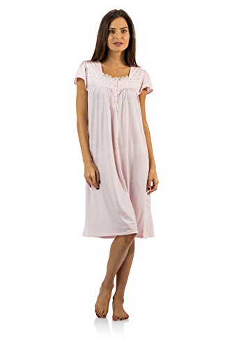 Casual Nights Women's Polka Dot Lace Short Sleeve Nightgown - Light Pink - X-Large