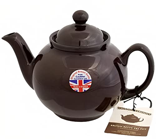 Cauldon Ceramics Classic Brown Betty Teapot | Hand Made 4 Cup Brown Betty Teapot | Made with Traditional Staffordshire Red Clay | Ceramic Teapot for Loose Leaf Tea or Teabags | 36 fl oz