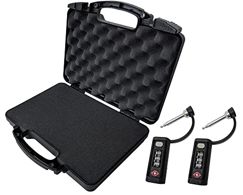 Cedar Mill Fine Firearms Security Package - TSA Approved Travel Ready Gun Pistol Case- Black & 2 cut-resistant Padlocks