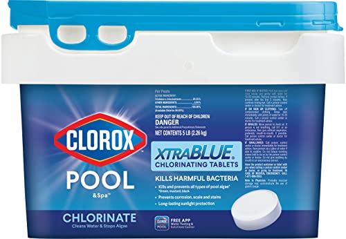 CLOROX Pool&Spa XtraBlue 3-Inch Long Lasting Chlorinating Tablets, 5-Pound Chlorine