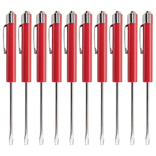 COLIBROX (10) TEN Snap on Pocket Screwdriver, Flat Tip Screwdrivers, RED ~ Magnetic .NEW. R86855