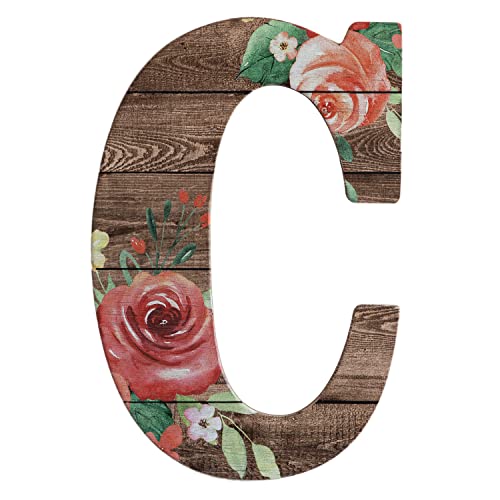 COLLECTIVE HOME - 12" Wood Letters for Wall Decor, Rustic Wall Sign, Decorative Hanging Alphabet Signs, House Number, Decorations for Wedding Birthday Housewarming Party, Wood, Rose. (C)