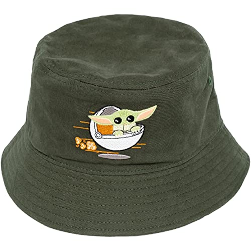 Concept One Star Wars Grogu Bucket Hat, The Mandalorian Packable Travel Hat, Wide Brim Summer Hat, Green, One Size