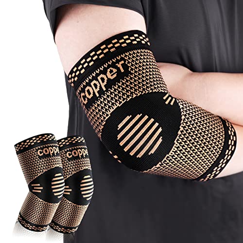 Copper Elbow Sleeve,Elbow Compression Sleeve, Elbow Brace For Tendonitis and Tennis Elbow,Golfers, Arthritis, Bursitis. Elbow Pain Relief,Weightlifting, Fit for Men & Women