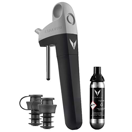 Coravin Pivot - Wine-by-the-Glass System - Grey - Wine Saver and Pourer - Includes Coravin Pure Argon Gas Capsule and 2 Pivot Bottle Stoppers