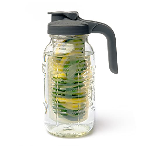 County Line Kitchen Water Infuser Pitcher, Infuse Fruit, Juice & Teas, 2qt (64 oz / 1.9 Liter), Gray