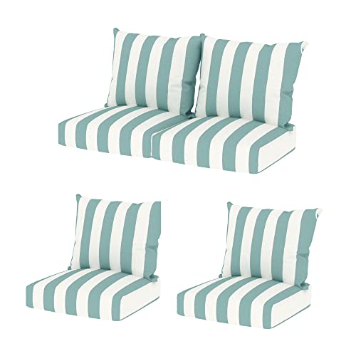 Creative Living Cabana Seat Cushion, 8 Piece Set, Aqua Stripe 28 Pound