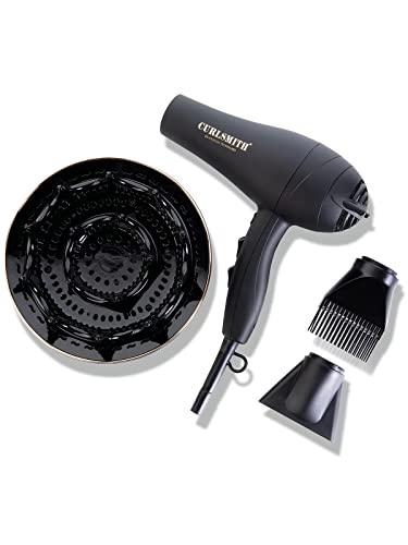 Curlsmith - Defrizzion Hair Dryer with Extra Large Diffuser, for Curly Hair, Reduce Frizz, 3 Speeds, 4 Heat Settings, Infared, Ceramic Heat for Fast Drying