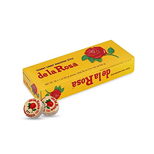 De la Rosa Mazapan, Marzipan De la Rosa, Mexican Original Peanut Candy, Regular Pack of 30