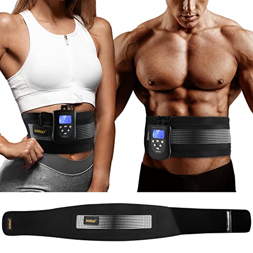 DOMAS Ab Belt Abdominal Muscle Toner- Abs Stimulator with 8 Modes Dual Channel Electronic Abs Stimulating Belt EMS Muscle Toning Belt for Men Women Training Device for Muscles Stomach Workout Massager 2022 Upgrade New Version