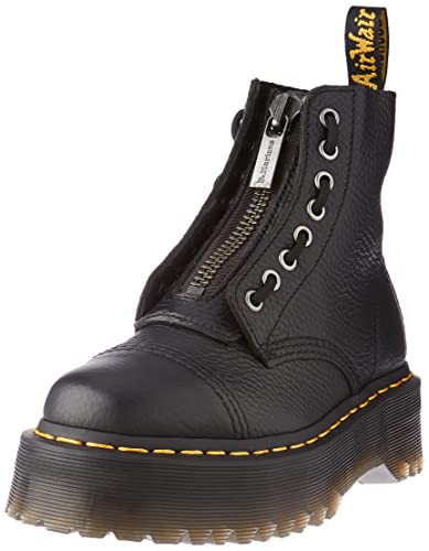 Dr. Martens Women's Sinclair 8 Eye Leather Platform Boots, Black Milled Nappa Leather, 5 Medium US