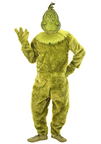 Dr. Seuss The Grinch Deluxe Costume with Full Mask for Adults (Small/Medium) Large/X-Large