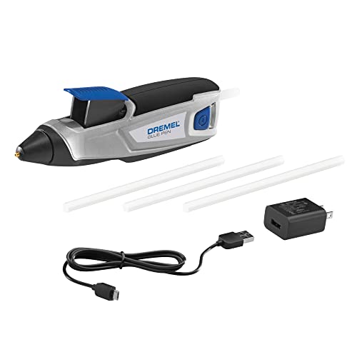 Dremel HSGP-01 4V Cordless USB Rechargeable Hot Glue Pen Glue Gun, Fast Preheating and Precision Drizzle Tip - Includes 4 Glue Sticks, USB Cable and Power Adapter , Grey