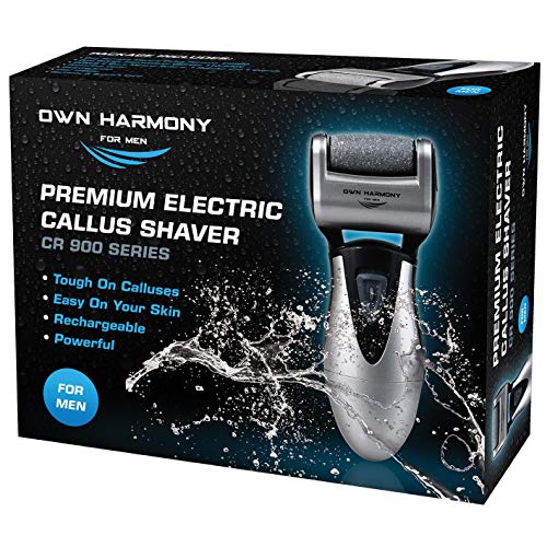 Electric Foot Callus Remover, Feet Scrubber: Own Harmony Rechargeable Mens Pedicure Tools Kit, Professional Electronic Foot Care File, Best for Hard Cracked Dead Skin and Powerful Pedi Spa, 3 Rollers