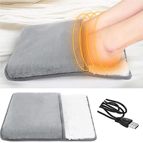 Electric Heated Foot Warmer, USB Heated Ultra Soft Flannel Foot Warmer Pad Fast Heating Pad for Feet, Washable, Feet Warmer for Women Men - Warm Gift to Family