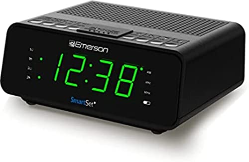 Emerson SmartSet Alarm Clock Radio with AM/FM Radio, Dimmer, Sleep Timer and .9" LED Display, CKS1900 (Black)