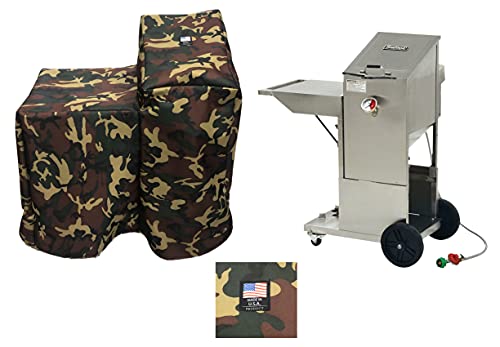 Enterprises 700-701 Camouflage Canvas Cover 5004 Full Length Custom Made for 4 Gallon Deep Fryer with Side CART Shelf Compatible with Bayou Classic Made in The USA