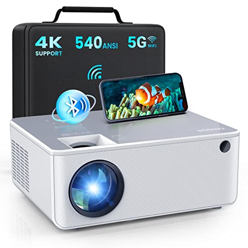 FANGOR 5G WiFi Bluetooth Projector - 540 ANSI Native 1080P HD Outdoor Movie Projector 4K Support, Portable Home Theater Video Projector with Zoom & HiFi Speaker, Compatible with TV Stick/Phone/PC/USB