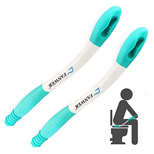 Fanwer Toilet Aids for Wiping - 15.7" Long Reach Comfort Butt Wiper Tools - Bathroom Bottom Buddy Wiping Self Assist for Disabled,Elderly,Pregnant,Overweight People and Back Surgery Recovery (2 Pack)