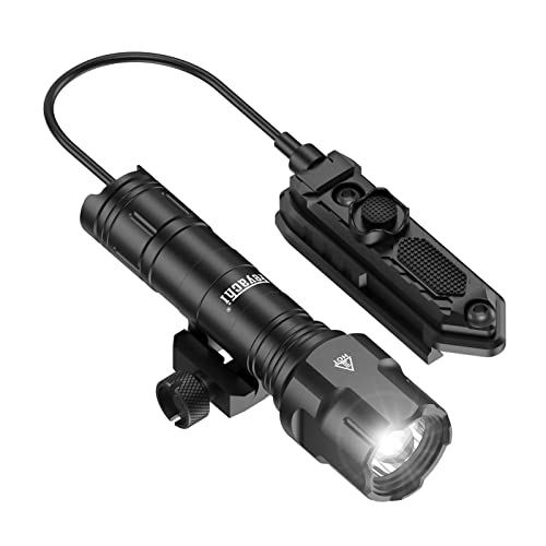 Feyachi 1200 Lumen Tactical Flashlight Matte Black LED Weapon Light with Pressure Switch, 3 Modes - High/Low/Strobe, Fixed Picatinny Flashlight Mount