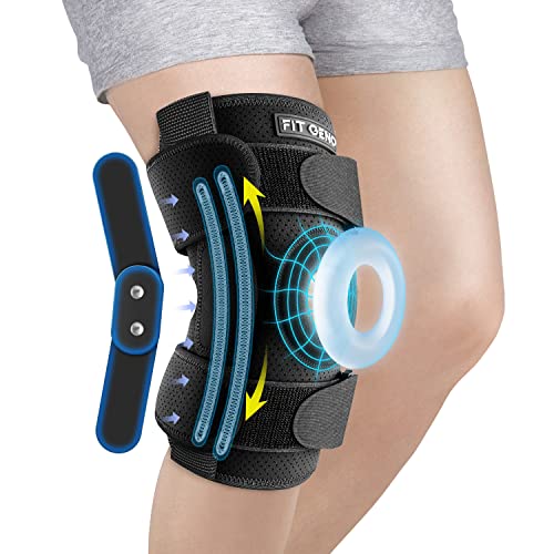 Fit Geno ReActive+ Hinged Knee Brace with Side Stabilizers for Maximum Knee Support, Adjustable Knee Brace for Knee Pain Plus Size for Men and Women, 2023 Upgraded ACL Knee Brace for Meniscus Tear MCL Arthritis