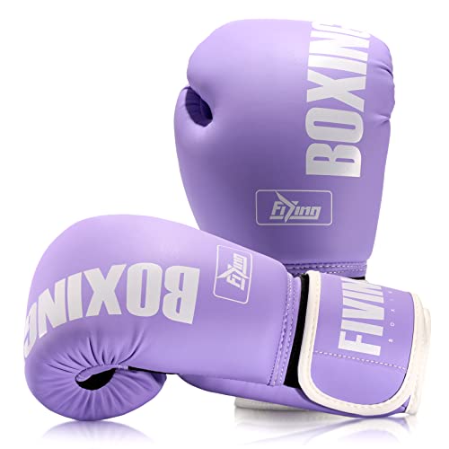 FIVING Pro Style Boxing Gloves for Women, PU Leather, Training Muay Thai,Sparring,Fighting Kickboxing,Adult Heavy Punching Bag Gloves Mitts Focus Pad Workout for Ladies