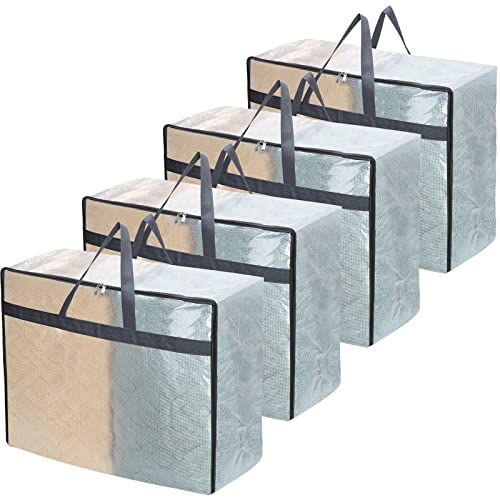 Fixwal 4 Pack Blanket Storage Bags, 75l Extra Large XL Clear Storage Bags with Zipper, Zippered Storage Bags for Blankets, Quilts, Clothes, Comforter, Bedding and Pillows