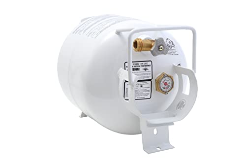 Flame King YSN201HZL 20-LB Steel Horizontal Propane Tank Cylinder for Fire Pits and Tables, Patio Heaters, Barbeques, RVs, and Truck Campers, White