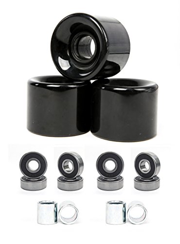 FREEDARE Skateboard Wheels 58mm 82a + ABEC-7 Bearing Steel and Spacers Cruiser Wheels (Black, Pack of 4)