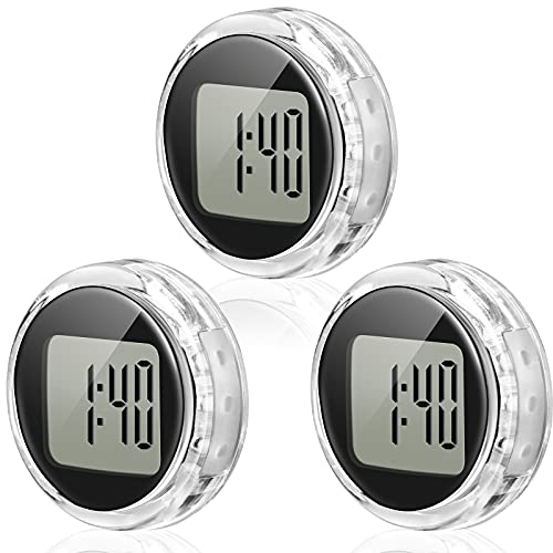 Frienda Mini Motorcycle Clocks Waterproof Stick-On Motorbike Mount Watch Digital Clocks for Vehicle, Auto, Car, SUV and More 1.1 Diameter (3 Pieces)