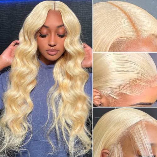 Frisily Blonde Lace Front Wigs Human Hair Body Wave 13x4 613 HD Lace Frontal Wig Human Hair 10A Brazilian Virgin Human Hair Wigs for Women Pre Plucked Bleached Knots with Baby Hair 150% Density 20inch