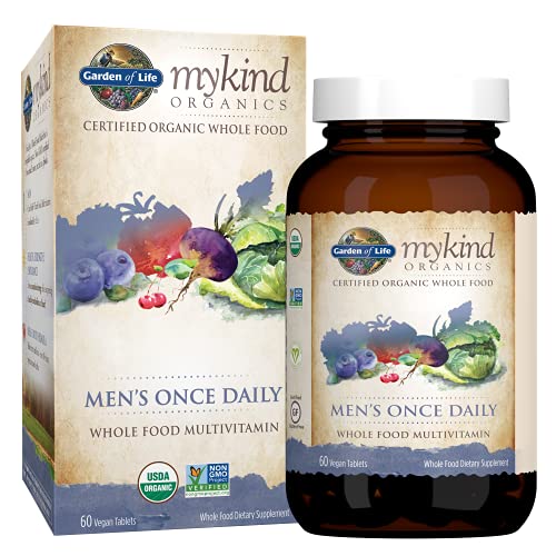 Garden of Life Multivitamin for Men - mykind Organic Men's Once Daily Whole Food Vitamin Supplement Tablets, Vegan, 60 Count