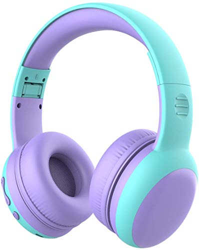 gorsun Bluetooth Kids Headphones with Microphone,Children's Wireless Headsets with 85dB Volume Limited Hearing Protection,Stereo Over-Ear Headphones for Boys and Girls (Purple)