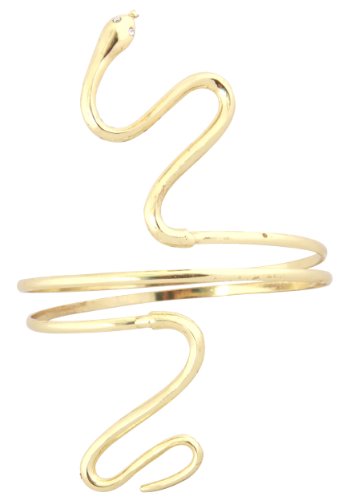 Greek Egyptian Cleopatra Goddess Gold Metal Swirl Snake Asp Armband for Adults and Teens