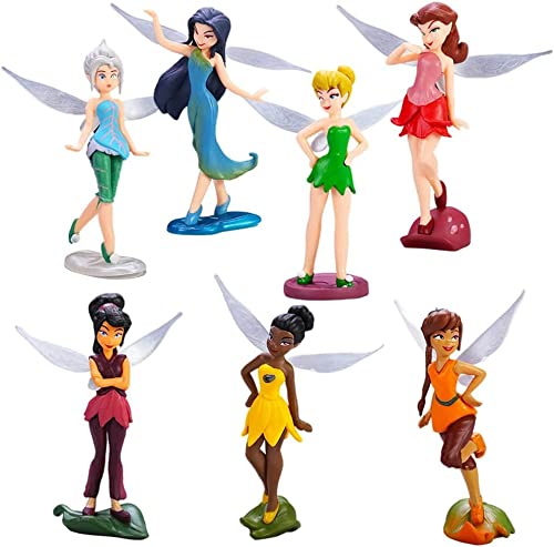 GUANXING Tinkerbell Figure Toys Miniature Fairy Garden Ornament Fairy Pixie Girl Fly Wing DIY Dollhouse Decor, Princess Tinker Bell Fairy Model Dolls Gift for Children