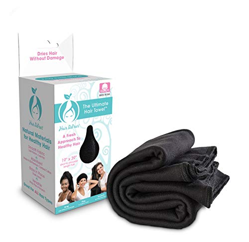 Hair RePear Ultimate Short Hair Towel - Anti Frizz Premium Cotton Product - Enhance Healthy Natural Hair Perfect for Plopping Wrapping Scrunching Curly Wavy Straight Hair–3 Great Sizes 19x39in Black