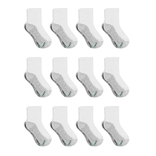 Hanes boys Extra Durable Ankle Multipack athletic socks, White, Small US