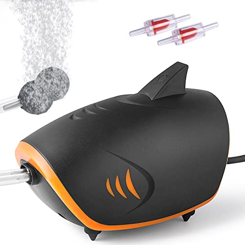 HITOP 110GPH Powerful Aquarium Air Pump: Qiuet 2-outlets Aquarium Aerator, Adjustable Fish Tank Air Pump with Accessories, for 20-200 Gallon Tank