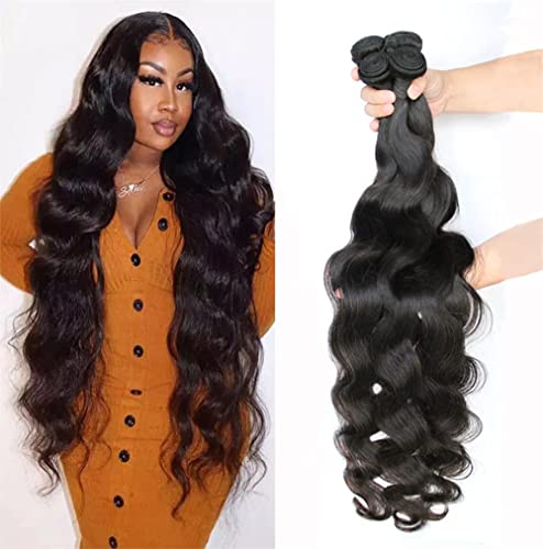 Human Hair Bundles Body Wave 4 Bundles (30 28 26 24 inches) 10A Grade Brazilian Virgin 100% Unprocessed Human Hair Body Wavy Bundles Natural Black Weave Hair Extensions