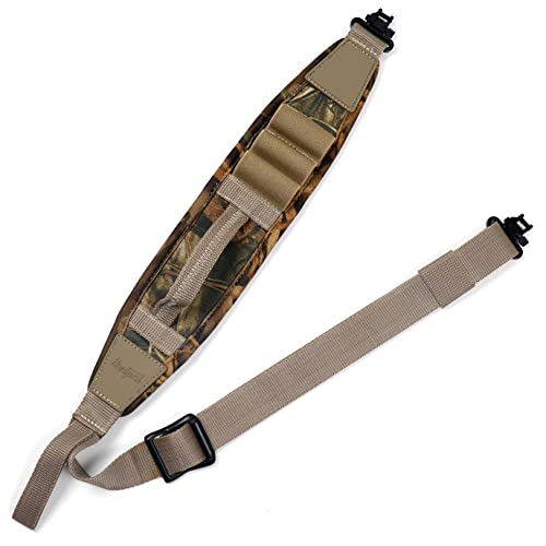 HUNTPAL 2 Point Gun Sling 12 Gauge Shotgun Sling with 3 Shell Holders, Quick-Grab Handle, Steel Swivels and Thumb Hole, 1.25" Nylon Webbing Belt Neoprene Padded Shoulder Strap for Hunting Shooting