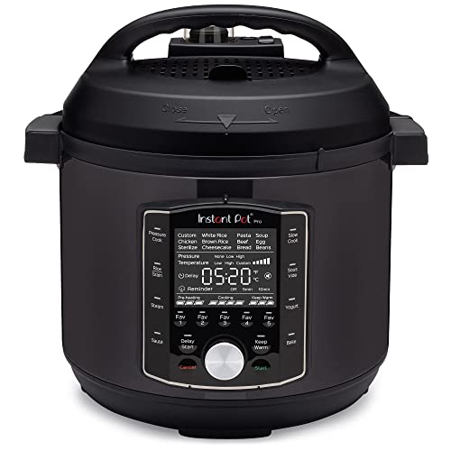 Instant Pot Pro 10-in-1 Pressure Cooker, Slow Cooker, Rice/Grain Cooker, Steamer, Sauté, Sous Vide, Yogurt Maker, Sterilizer, and Warmer, Includes Free App with over 1900 Recipes, Black, 6 Quart