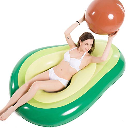 Jasonwell Inflatable Avocado Pool Float Floatie with Ball Water Fun Large Blow Up Summer Beach Swimming Floaty Party Toys Lounge Raft for Kids Adults