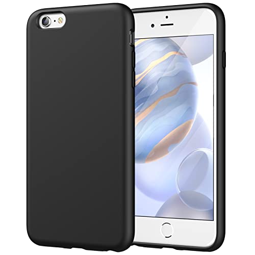 JETech Silicone Case for iPhone 6s Plus/6 Plus 5.5 Inch, Silky-Soft Touch Full-Body Protective Case, Shockproof Cover with Microfiber Lining (Black)