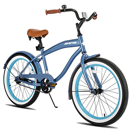 JOYSTAR 20 Inch Kids Beach Cruiser Bike with Coaster Brake for Ages 5-9 Years Old Girls and Boys Single Speed Kids Bike in Blue