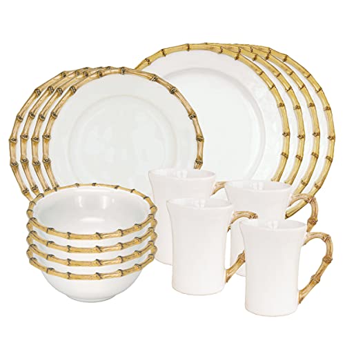 Juliska - Bamboo 16pc Setting - Dinner Plates, Salad Plates, Bowls, and Mugs