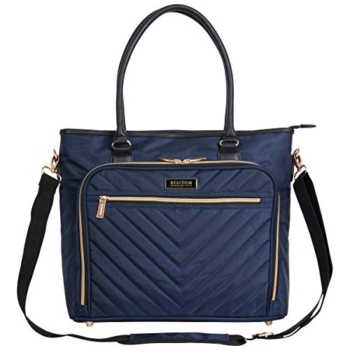 Kenneth Cole Reaction Chelsea Quilted Chevron 15" Laptop & Tablet Business Tote With Removeable Shoulder Strap, Navy