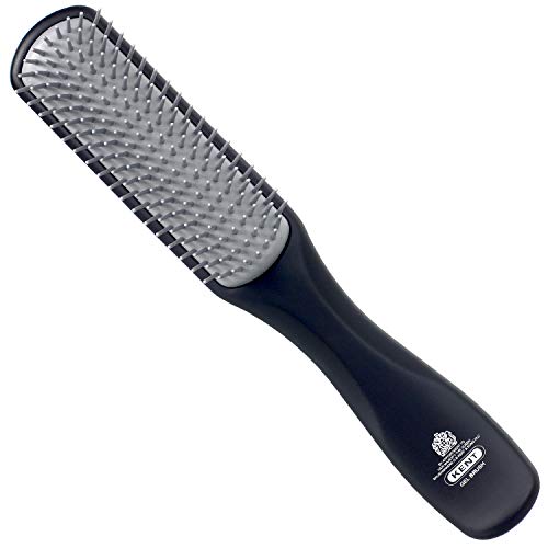 Kent KFM3 Black Half Round Narrow Detangling Hair Brush - 9 Row Ionic Anti Static Non Scratch Nylon Bristle Gel Styler Great for Daily Styling, Detangling and Smoothing Short to Medium Length Hair