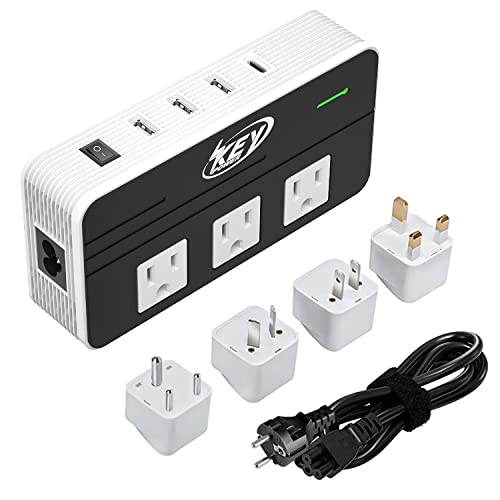 Key Power 230-Watt Step Down 220V to 110V Voltage Converter & International Travel Adapter/Power Converter with Type C Port 18W - [Use for USA Appliance Overseas in Europe, AU, UK, Ireland, etc.]